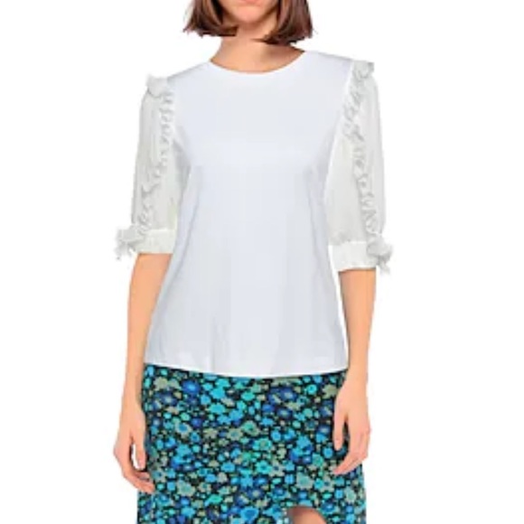 Sandro T-shirt with Intricate Sleeves, White - Picture 2 of 2